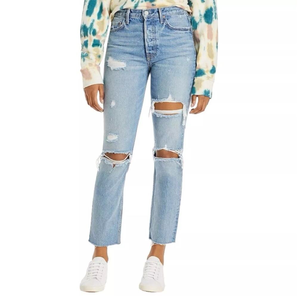 GRLFRND Women’s 26 A Little More‎ Love Light Blue Wash Karolina Destroyed Jeans